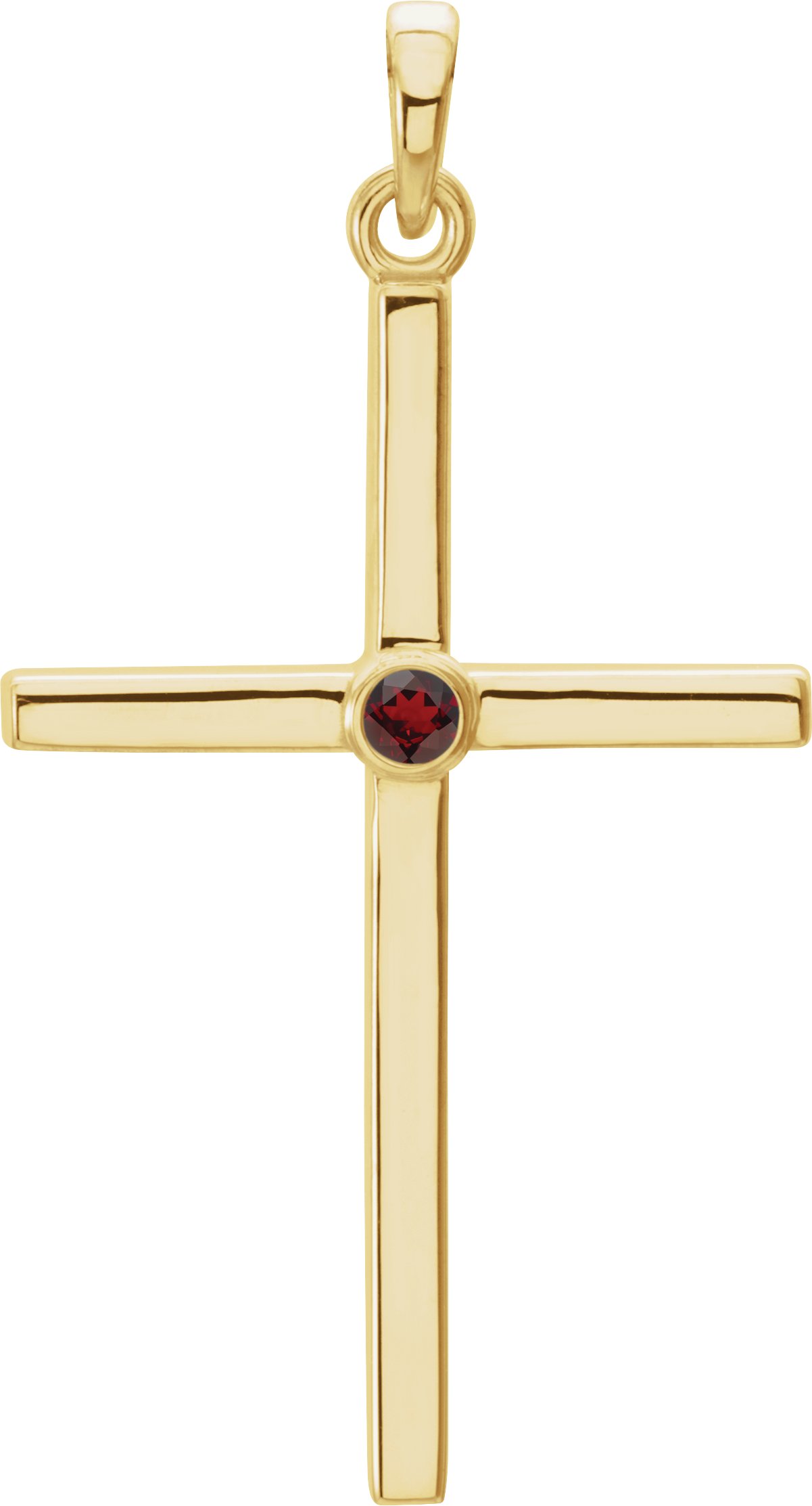 14K Yellow Natural Mozambique Garnet Cross Pendant