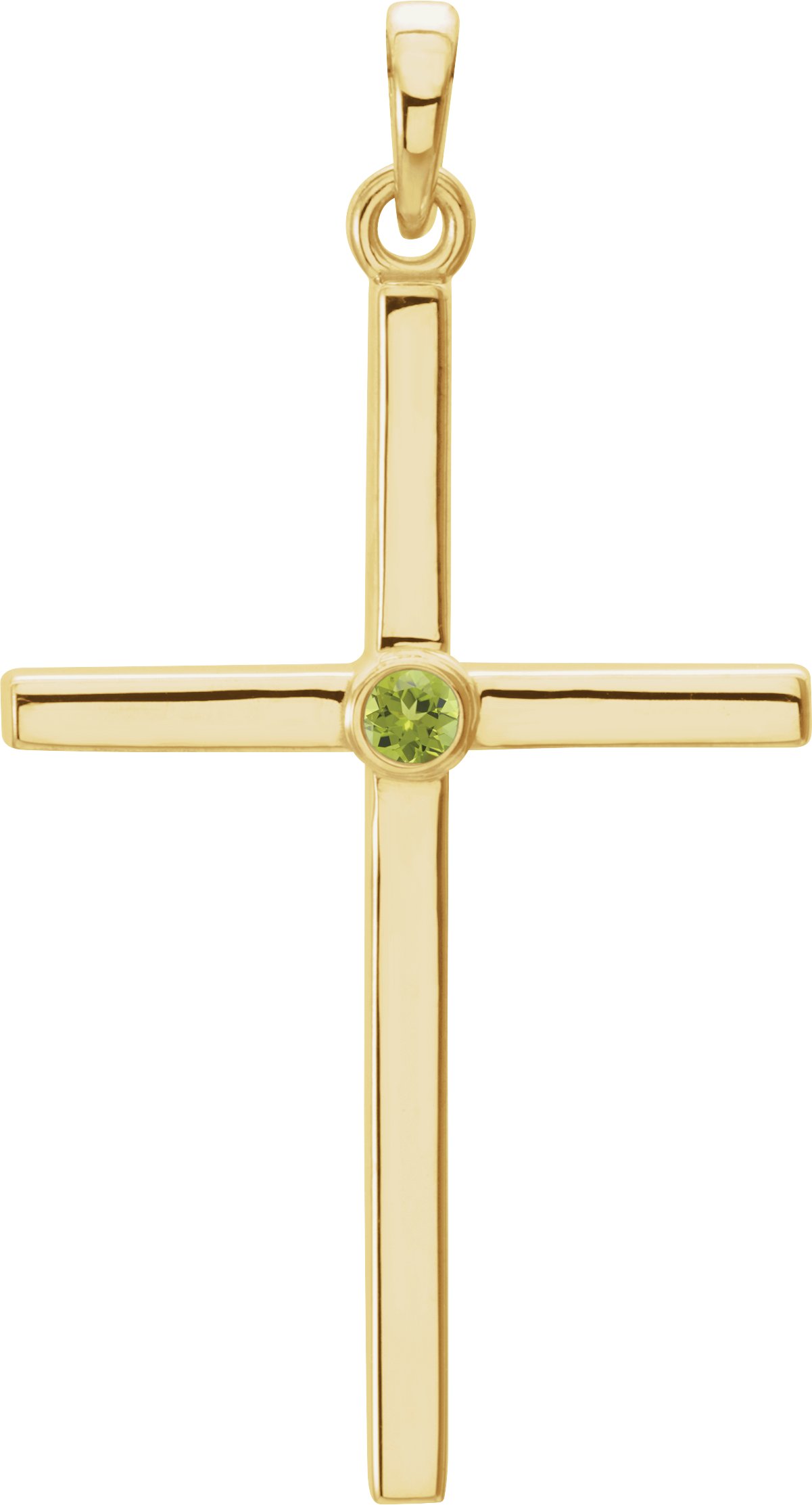 14K Yellow Natural Peridot Cross Pendant