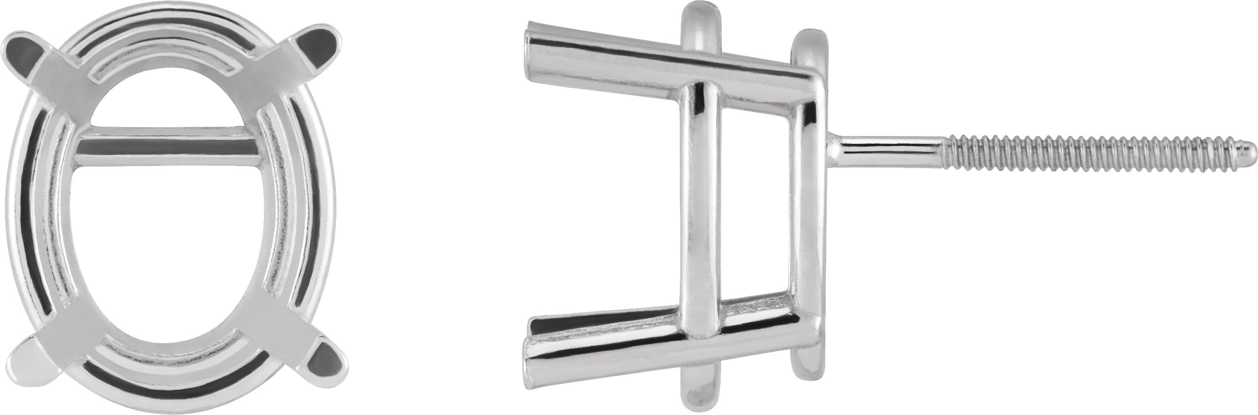 Oval 4-Prong Stud Earrings