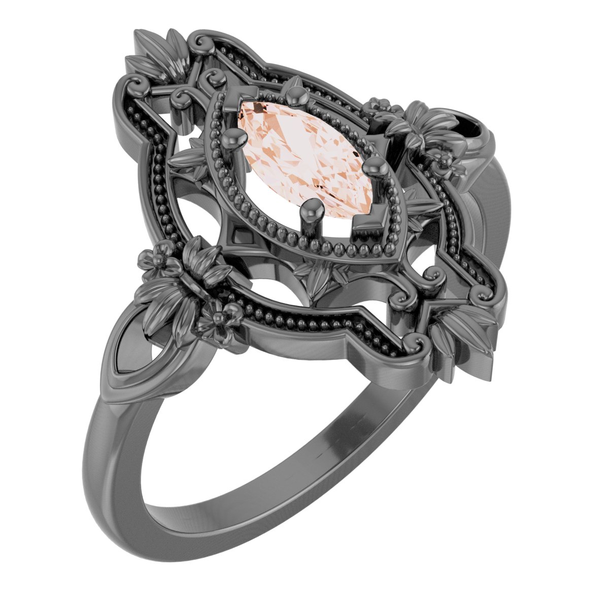 14K Rose Stuller Lab-Grown Moissanite Vintage-Inspired Ring 
