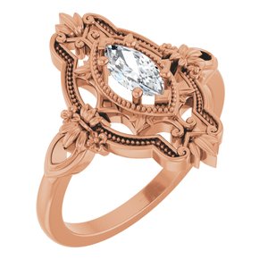14K Rose Stuller Lab-Grown Moissanite Vintage-Inspired Ring 