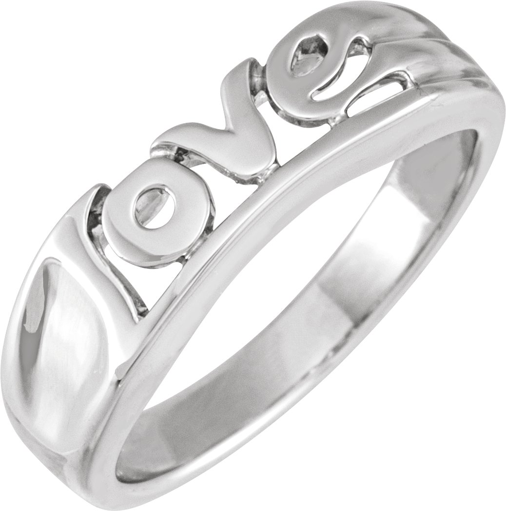14K White Love Ring