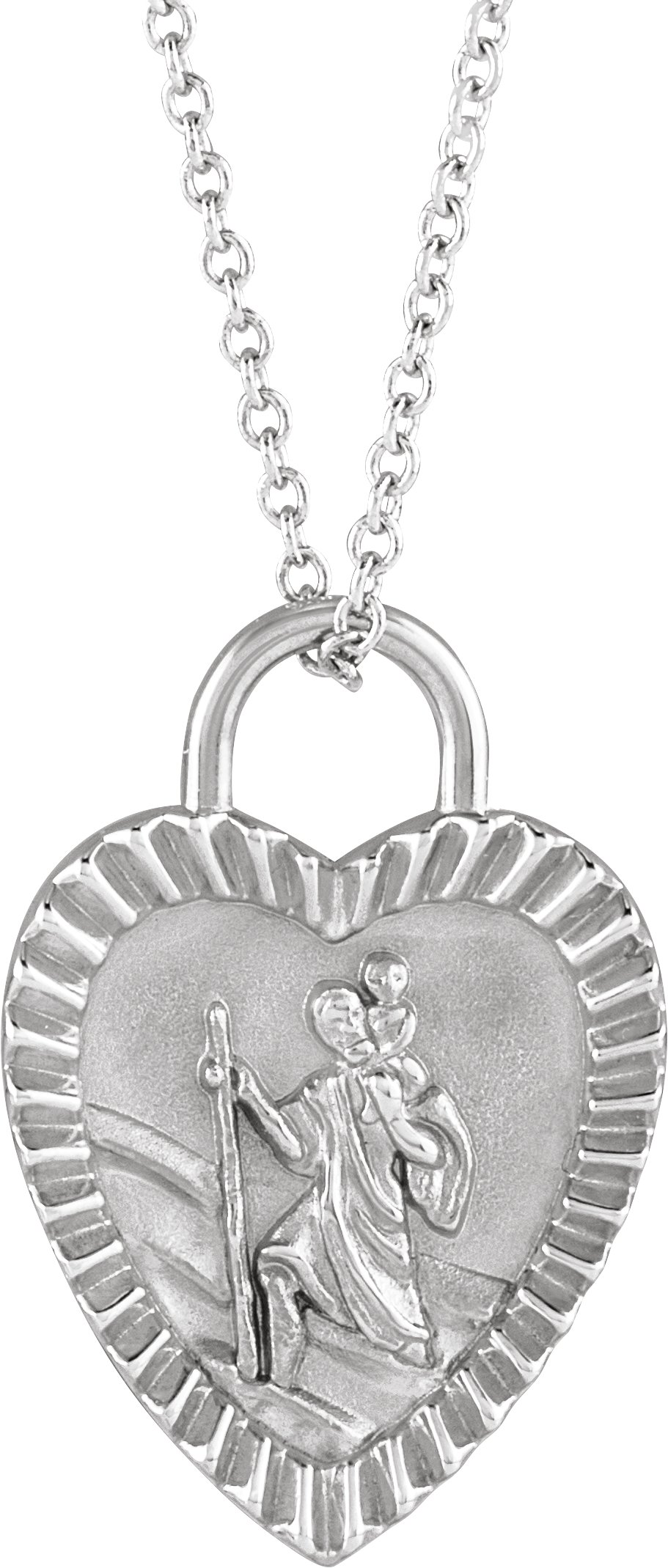 St. Christopher Heart Medal Necklace or Pendant