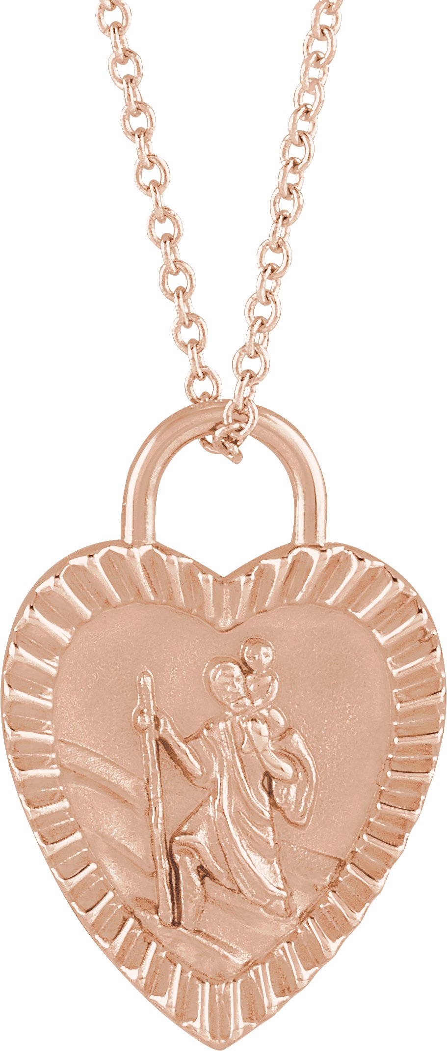 St. Christopher Heart Medal Necklace or Pendant