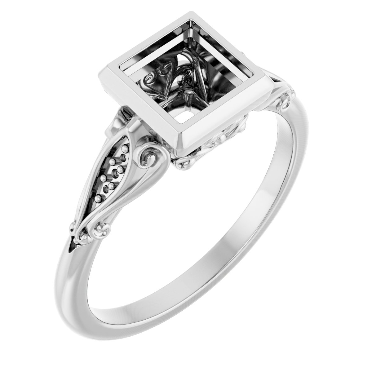Bezel-Set Accented Engagement Ring
