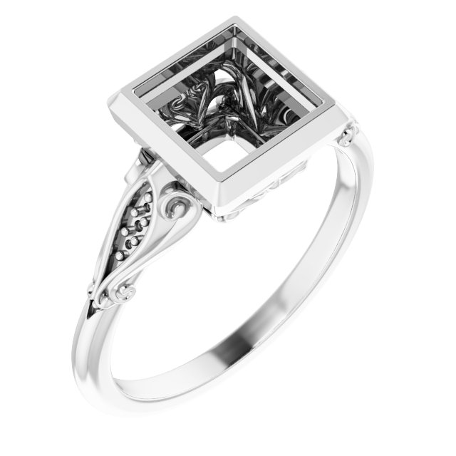 Bezel-Set Accented Engagement Ring