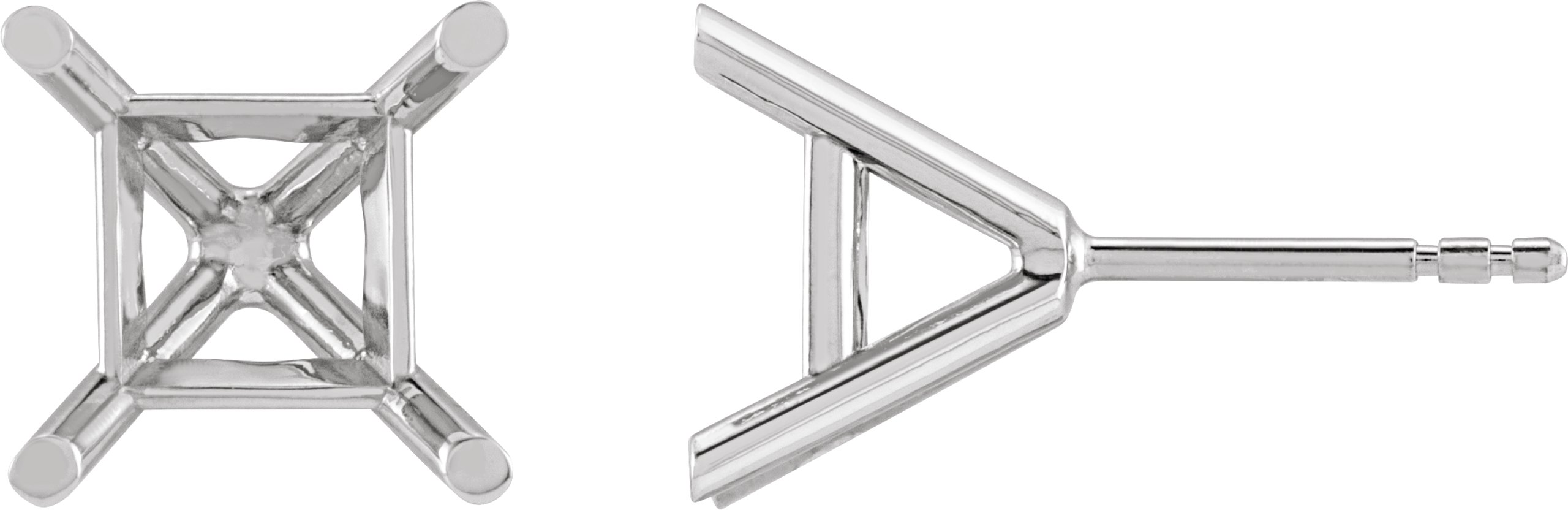 Square 4-Prong Cocktail-Style Protektor® Post Stud Earrings