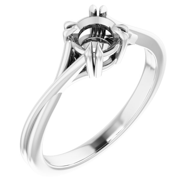 Double Claw-Prong Solitaire Criss-Cross Engagement Ring