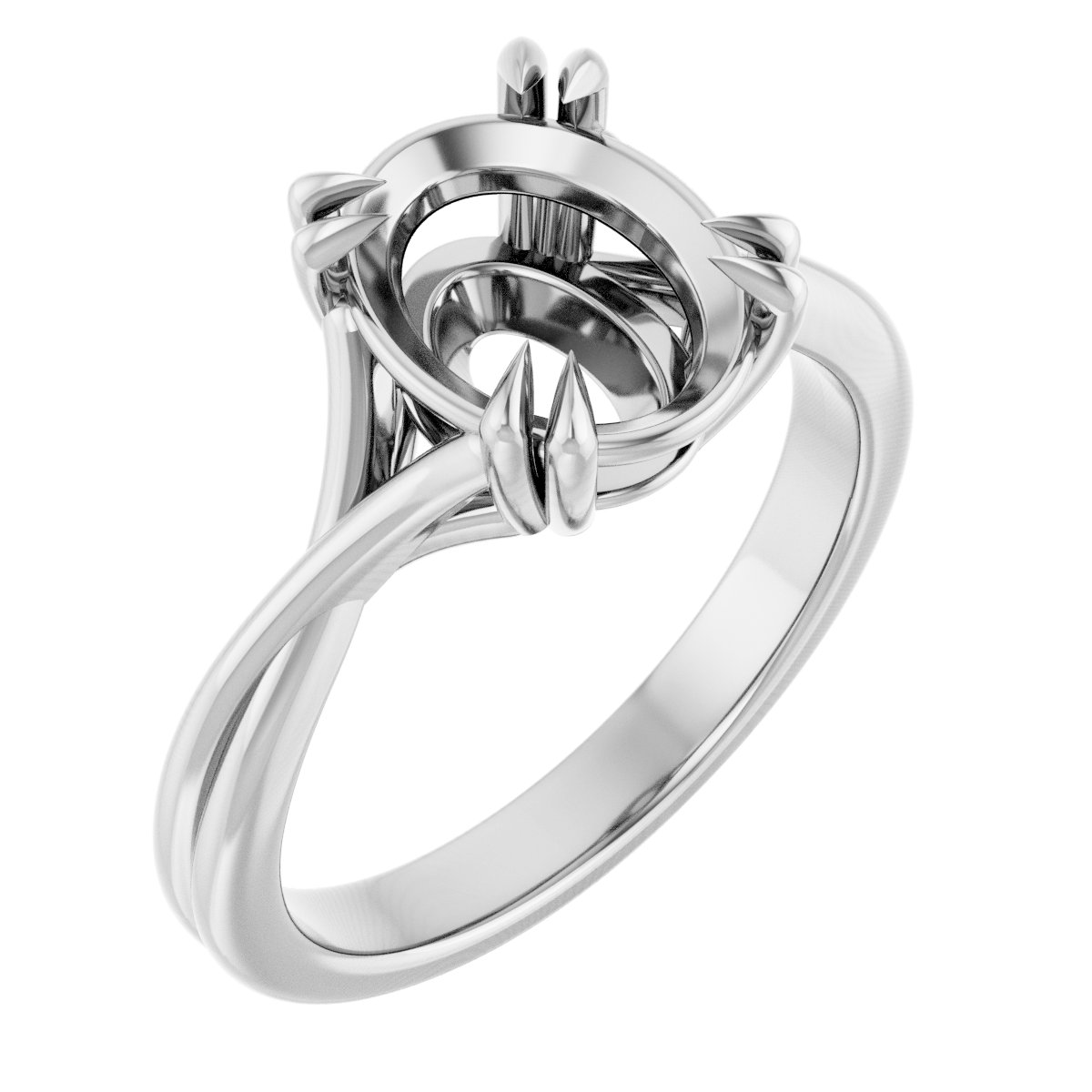 Double Claw-Prong Solitaire Criss-Cross Engagement Ring