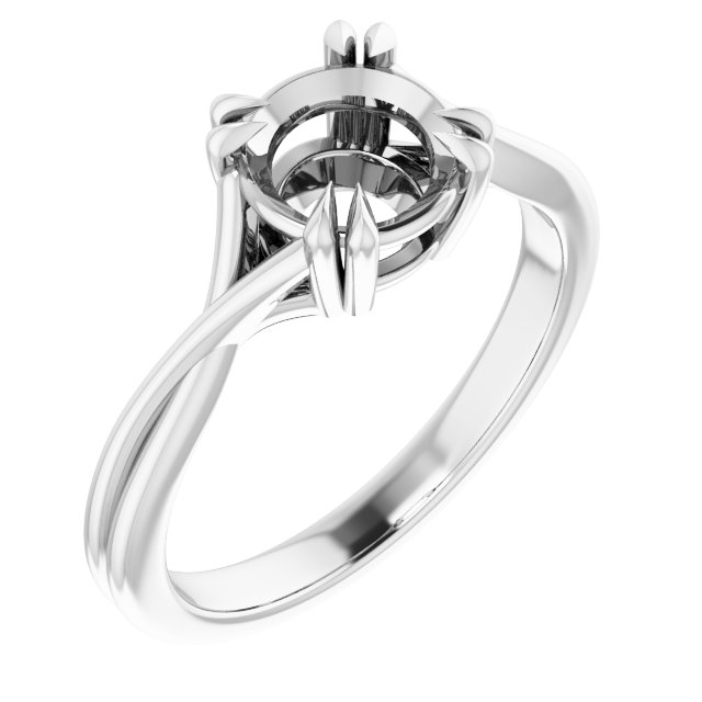 Double Claw-Prong Solitaire Criss-Cross Engagement Ring