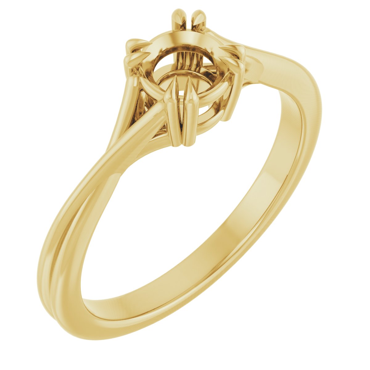 Double Claw-Prong Solitaire Criss-Cross Engagement Ring