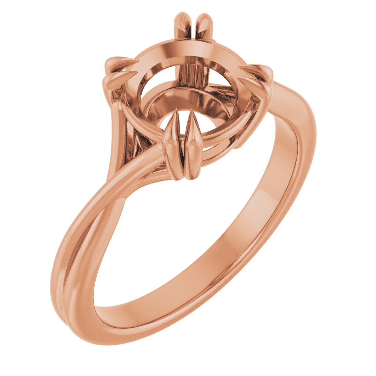 Double Claw-Prong Solitaire Criss-Cross Engagement Ring