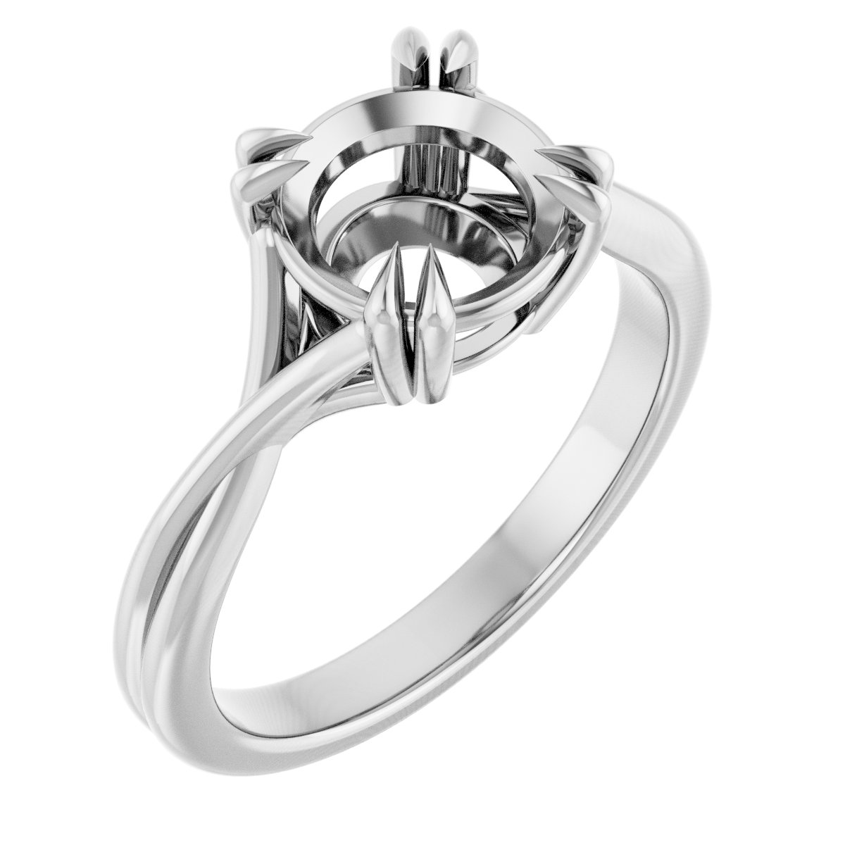 Double Claw-Prong Solitaire Criss-Cross Engagement Ring
