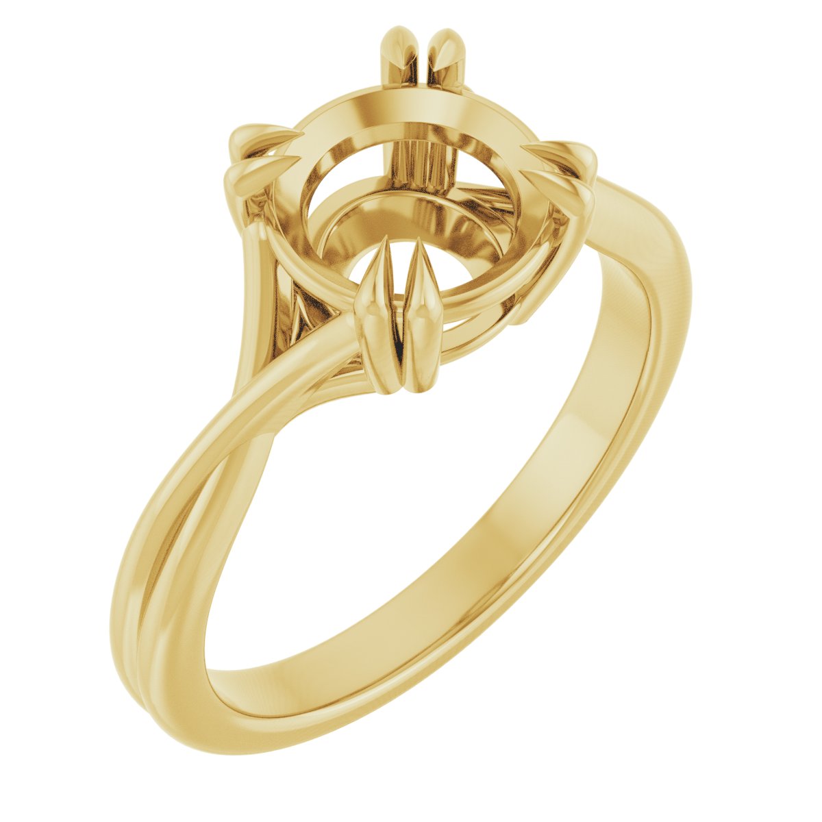 Double Claw-Prong Solitaire Criss-Cross Engagement Ring