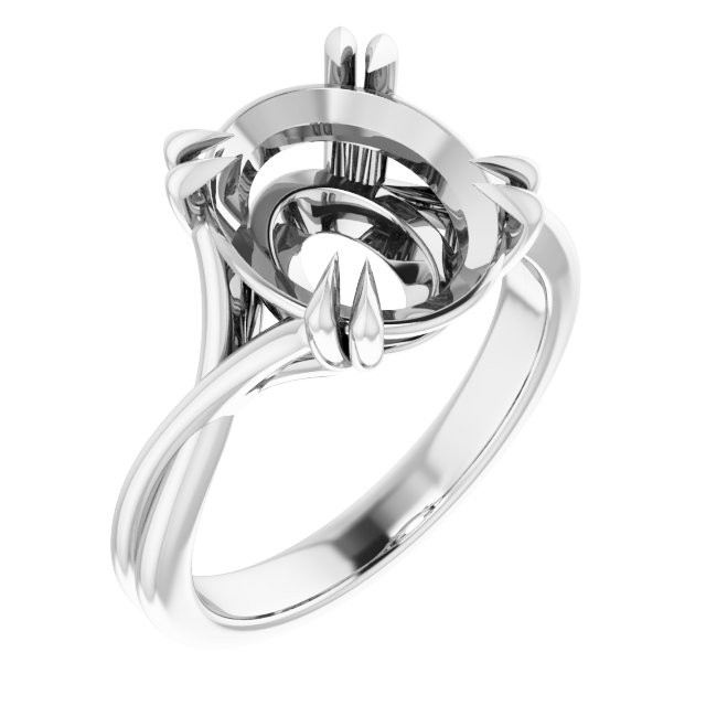 Double Claw-Prong Solitaire Criss-Cross Engagement Ring