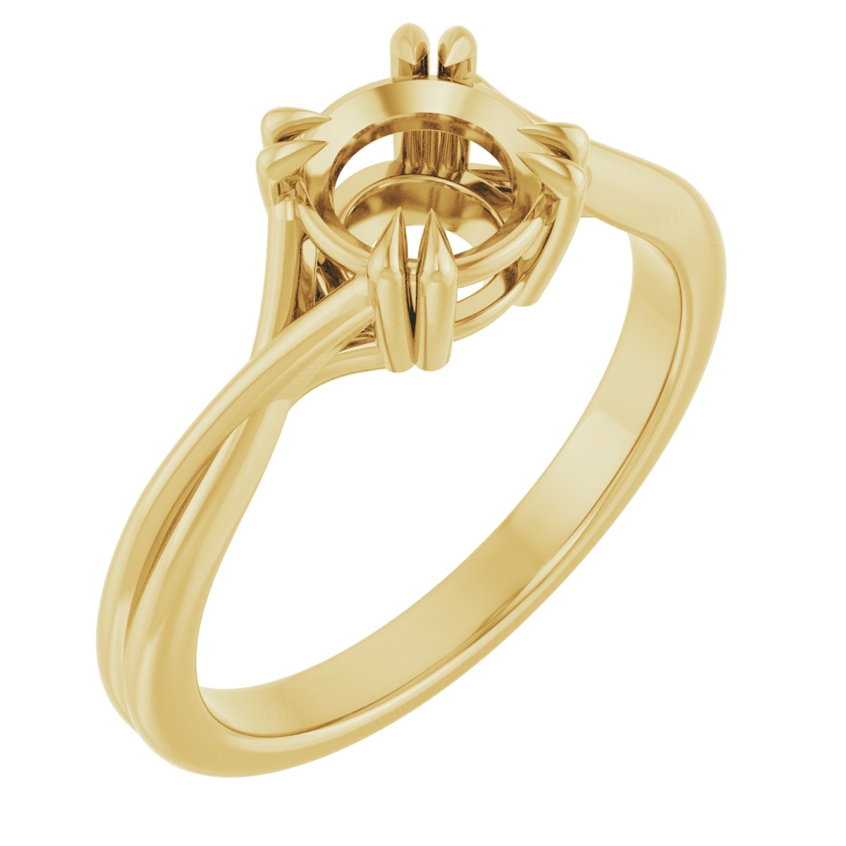 Double Claw-Prong Solitaire Criss-Cross Engagement Ring