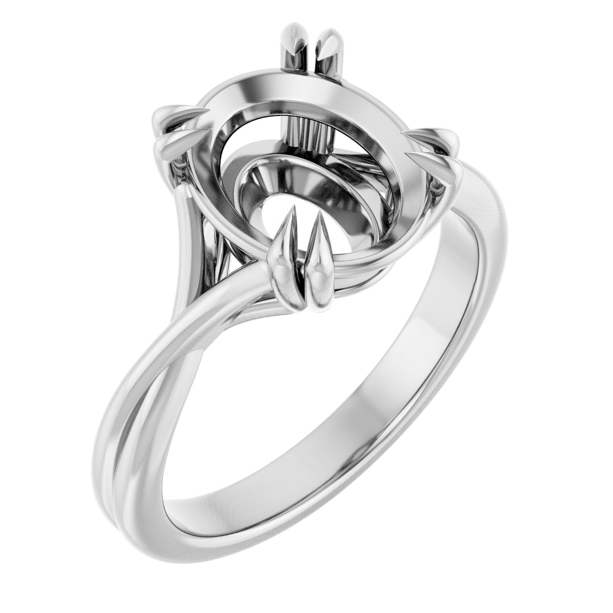 Double Claw-Prong Solitaire Criss-Cross Engagement Ring