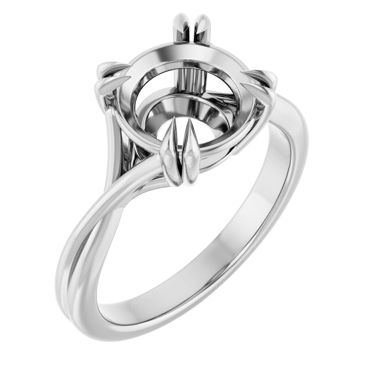Double Claw-Prong Solitaire Criss-Cross Engagement Ring