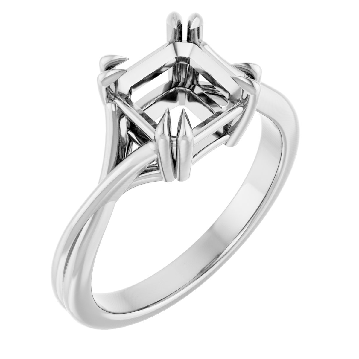 Double Claw-Prong Solitaire Criss-Cross Engagement Ring
