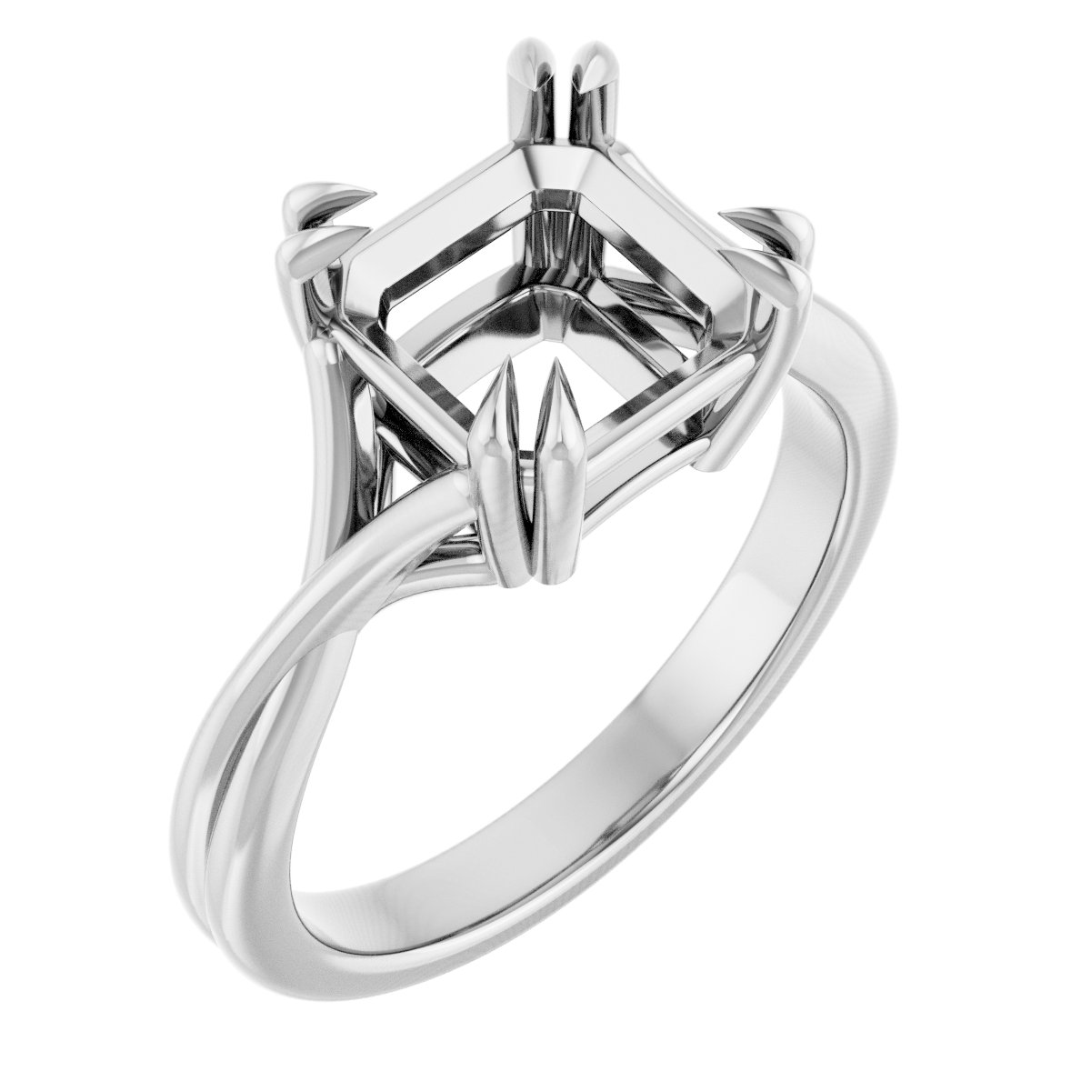 Double Claw-Prong Solitaire Criss-Cross Engagement Ring