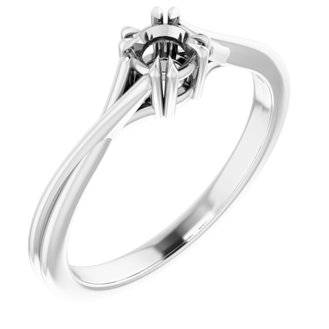 Double Claw-Prong Solitaire Criss-Cross Engagement Ring