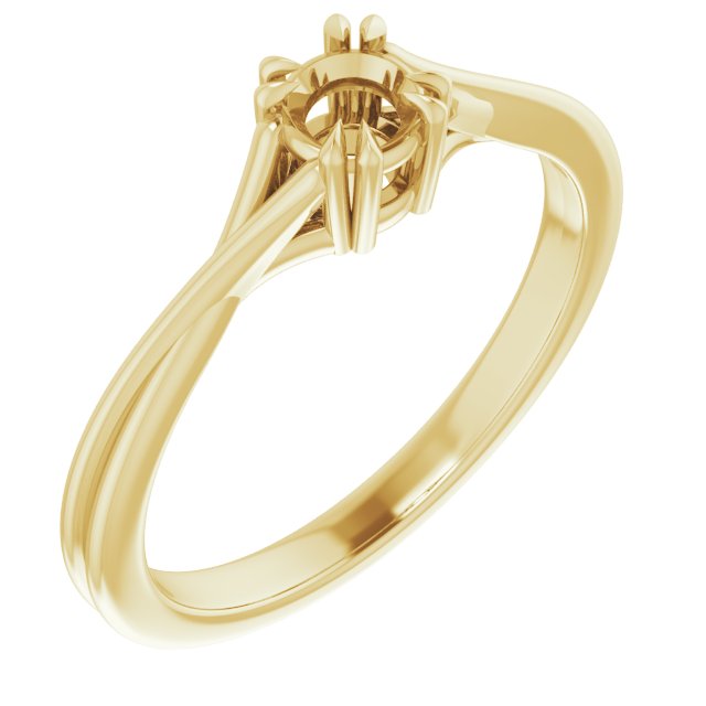 Double Claw-Prong Solitaire Criss-Cross Engagement Ring