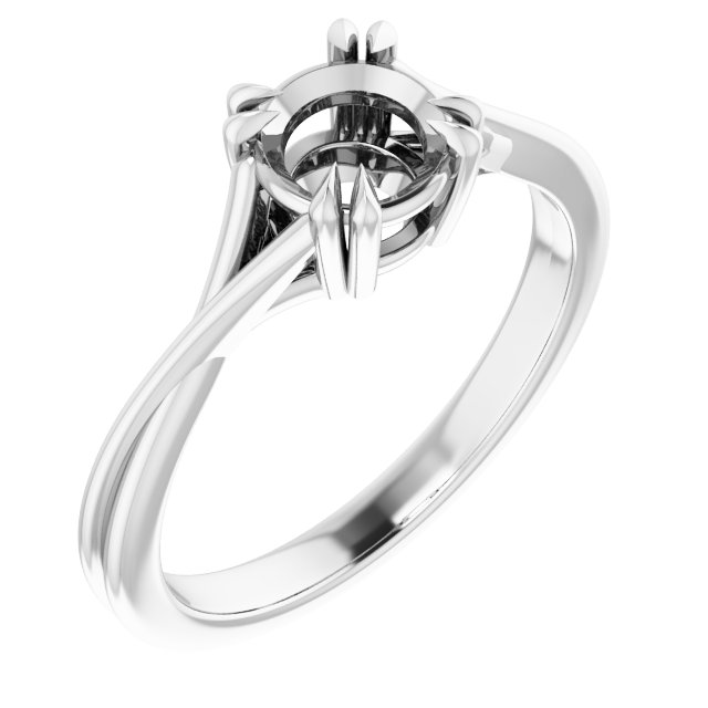 Double Claw-Prong Solitaire Criss-Cross Engagement Ring
