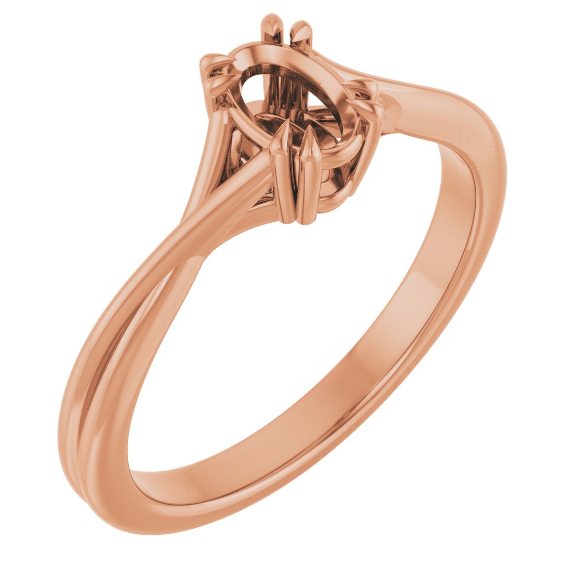 Double Claw-Prong Solitaire Criss-Cross Engagement Ring