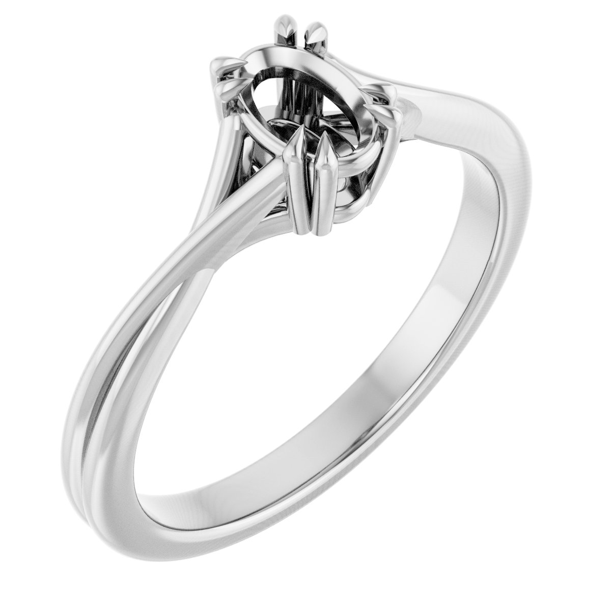 Double Claw-Prong Solitaire Criss-Cross Engagement Ring