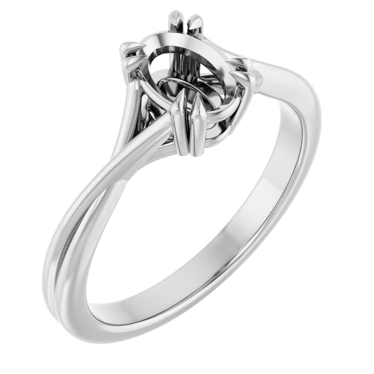 Double Claw-Prong Solitaire Criss-Cross Engagement Ring