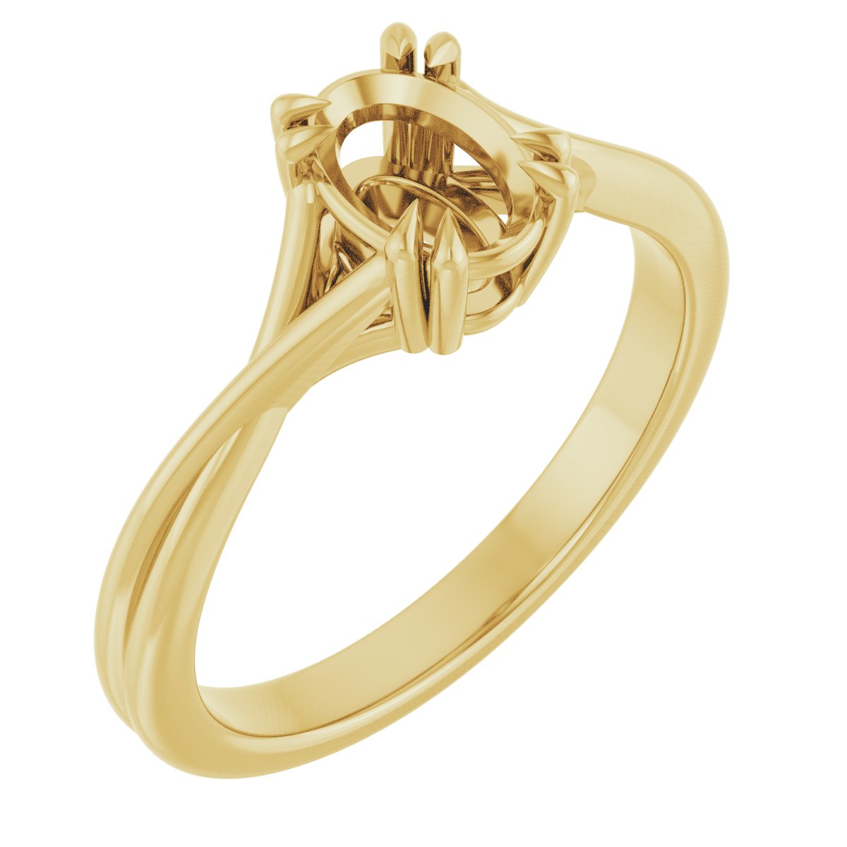Double Claw-Prong Solitaire Criss-Cross Engagement Ring