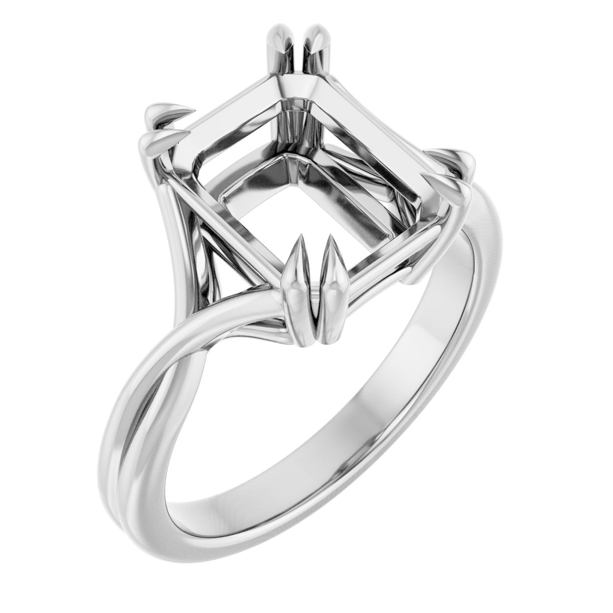 Double Claw-Prong Solitaire Criss-Cross Engagement Ring