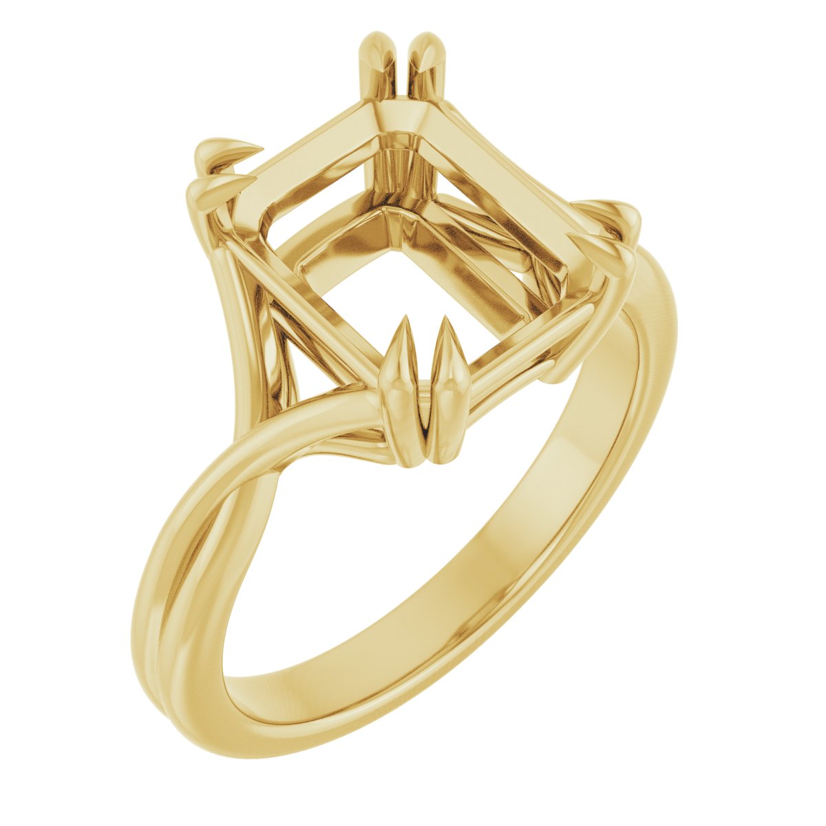 Double Claw-Prong Solitaire Criss-Cross Engagement Ring
