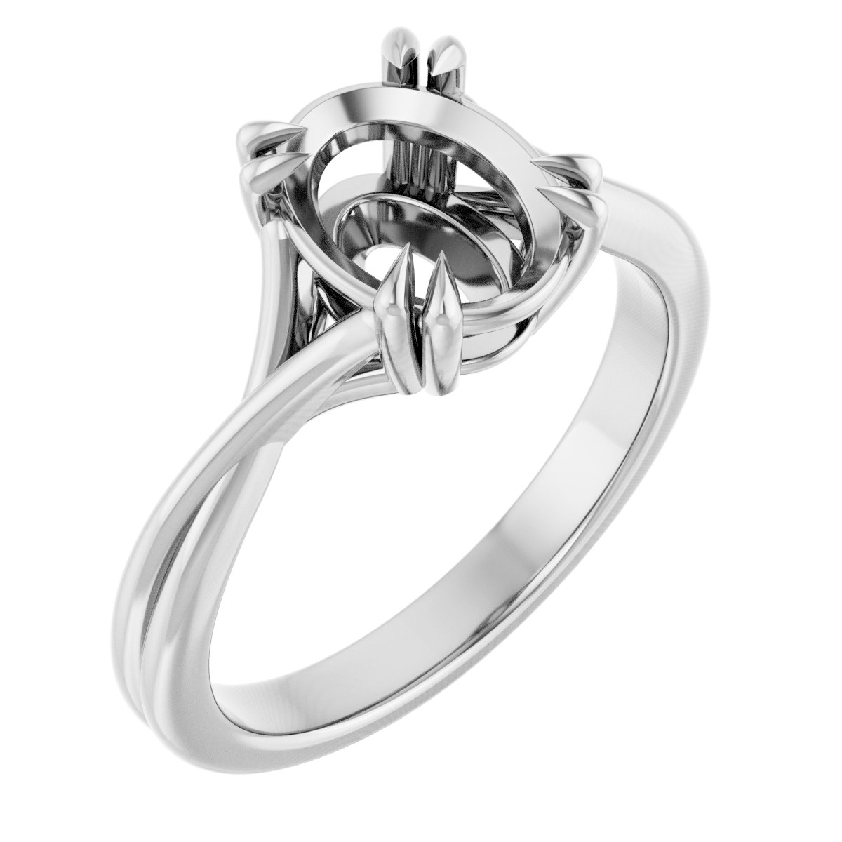 Double Claw-Prong Solitaire Criss-Cross Engagement Ring