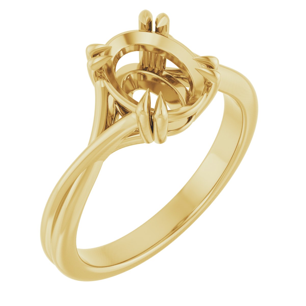 Double Claw-Prong Solitaire Criss-Cross Engagement Ring