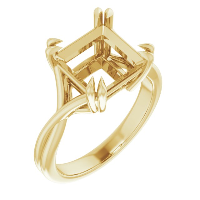 Double Claw-Prong Solitaire Criss-Cross Engagement Ring