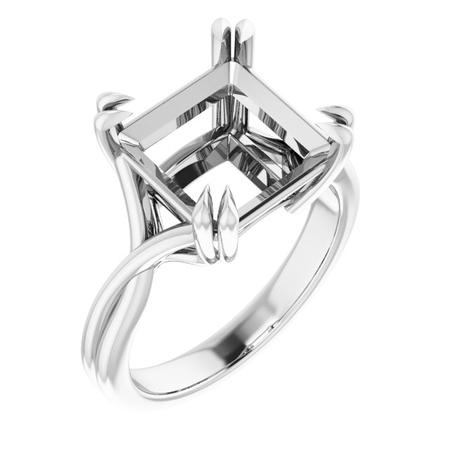 Double Claw-Prong Solitaire Criss-Cross Engagement Ring