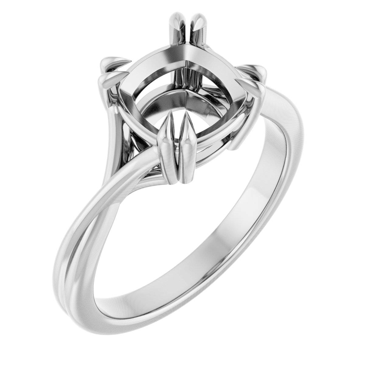 Double Claw-Prong Solitaire Criss-Cross Engagement Ring