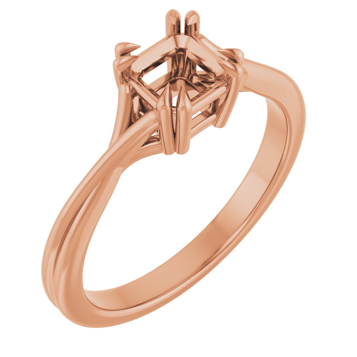 Double Claw-Prong Solitaire Criss-Cross Engagement Ring