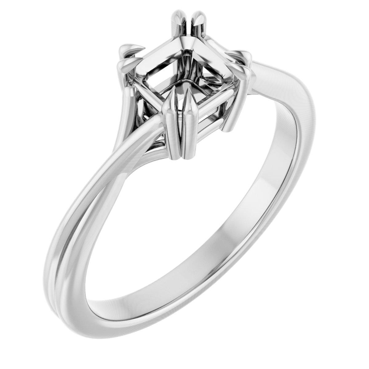Double Claw-Prong Solitaire Criss-Cross Engagement Ring