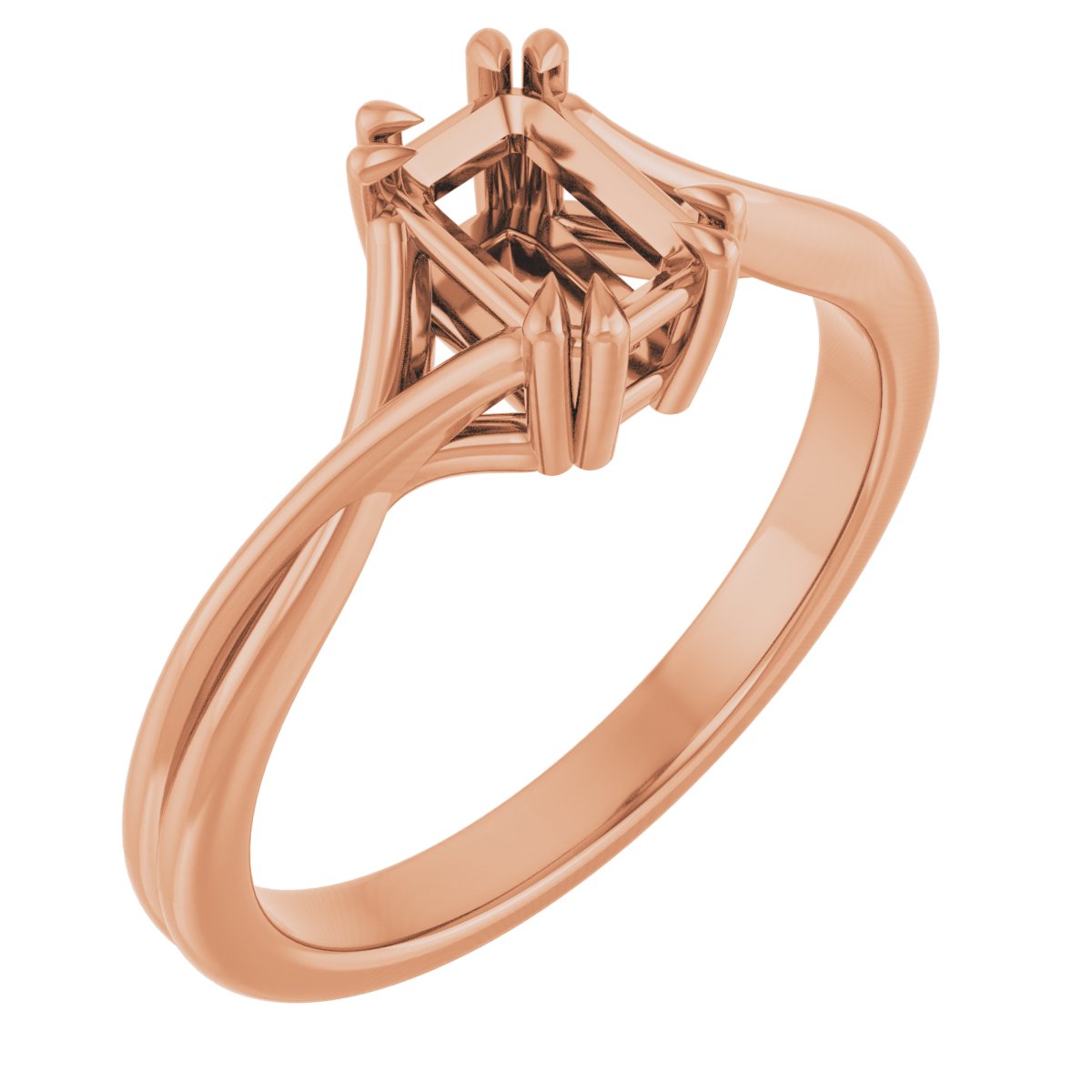 Double Claw-Prong Solitaire Criss-Cross Engagement Ring