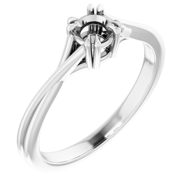 Double Claw-Prong Solitaire Criss-Cross Engagement Ring