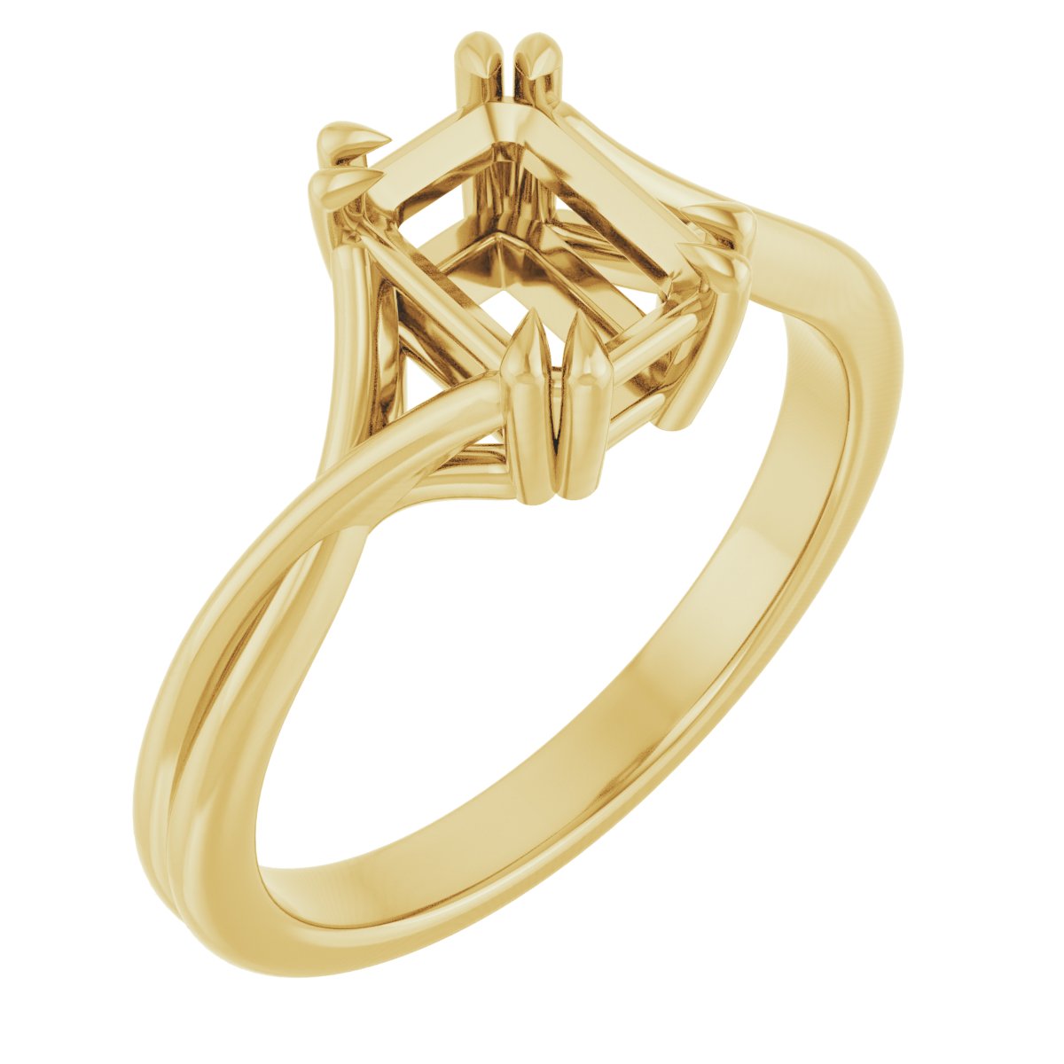 Double Claw-Prong Solitaire Criss-Cross Engagement Ring