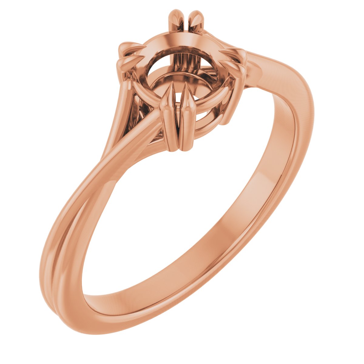 Double Claw-Prong Solitaire Criss-Cross Engagement Ring