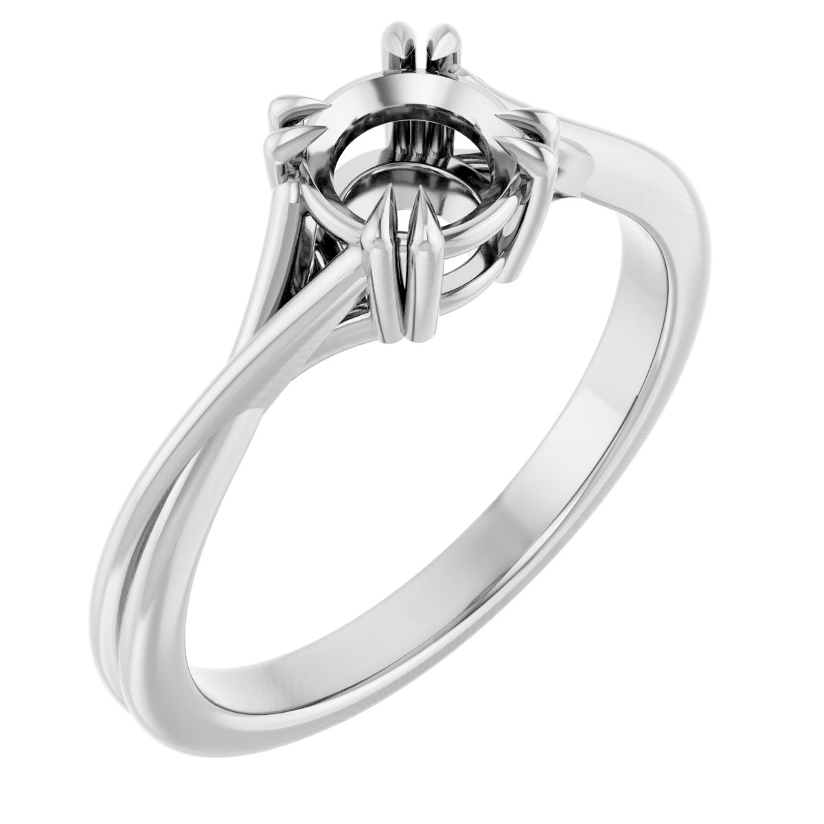 Double Claw-Prong Solitaire Criss-Cross Engagement Ring