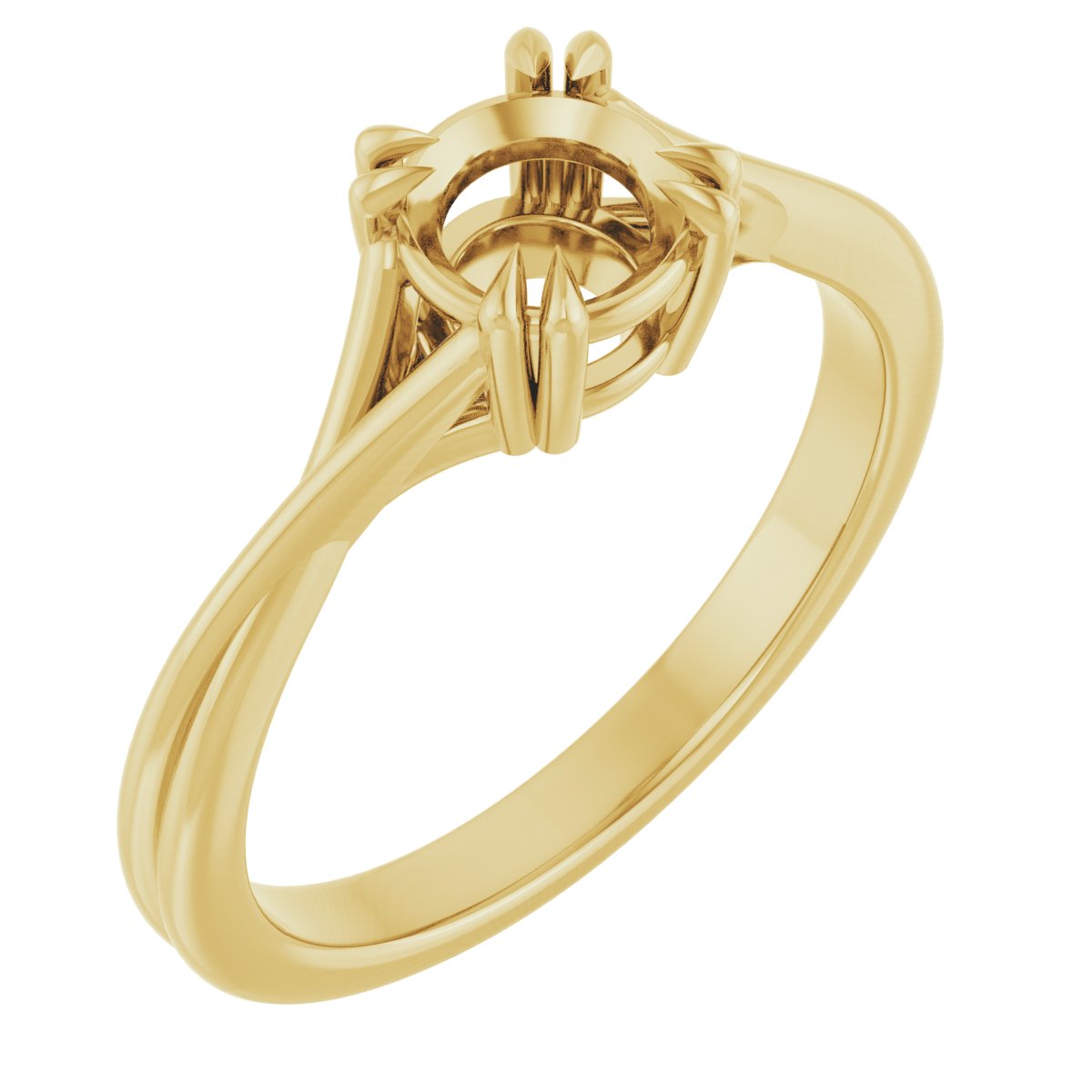 Double Claw-Prong Solitaire Criss-Cross Engagement Ring