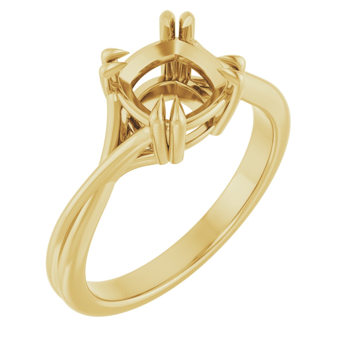 Double Claw-Prong Solitaire Criss-Cross Engagement Ring