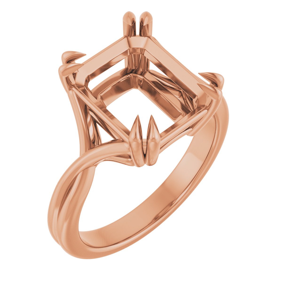 Double Claw-Prong Solitaire Criss-Cross Engagement Ring