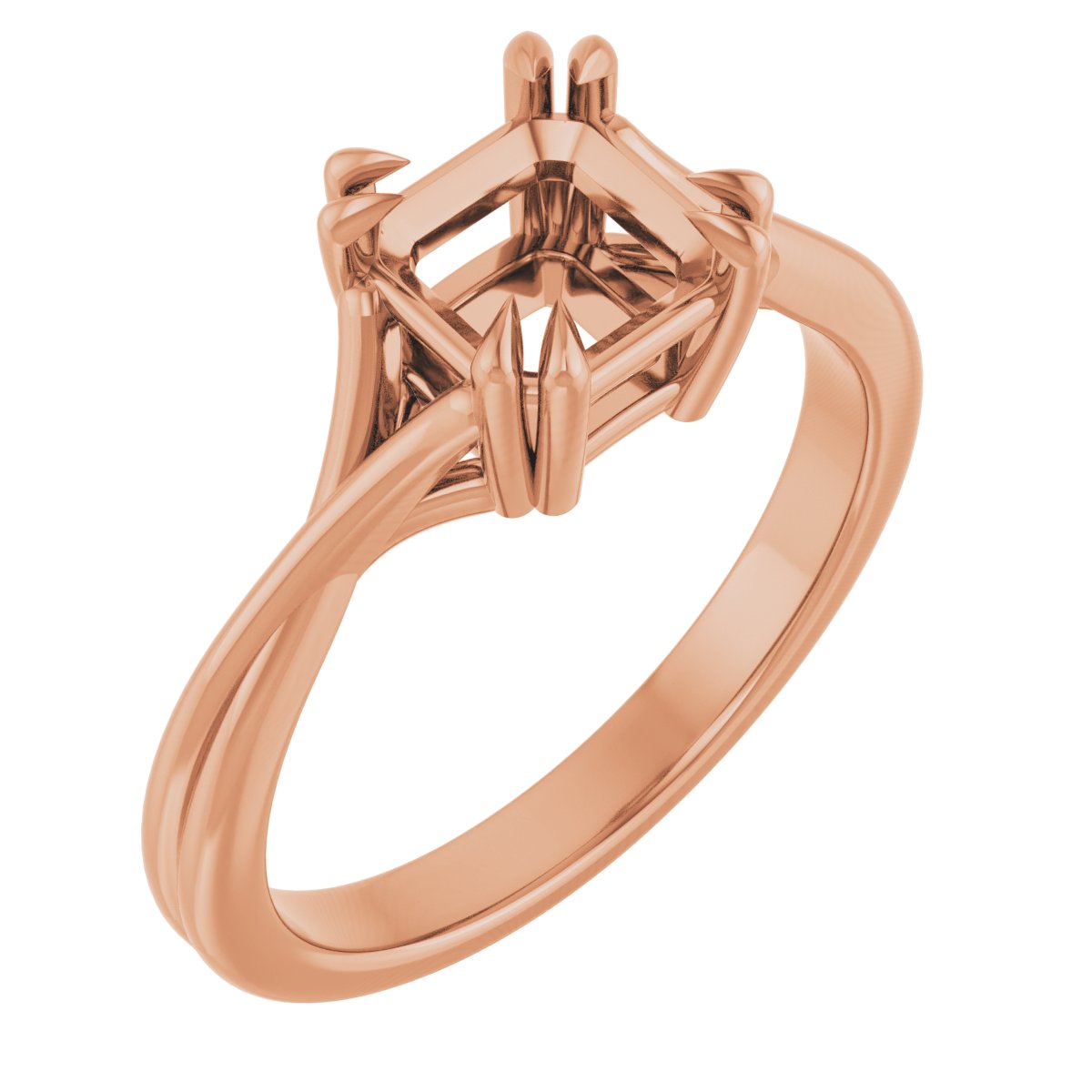 Double Claw-Prong Solitaire Criss-Cross Engagement Ring