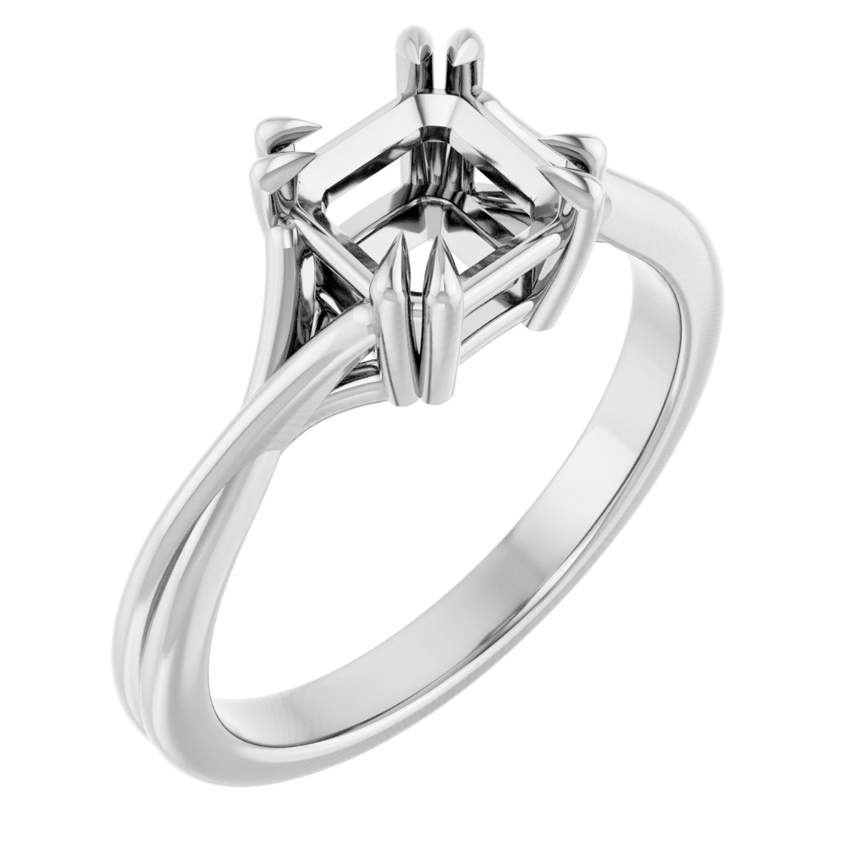 Double Claw-Prong Solitaire Criss-Cross Engagement Ring